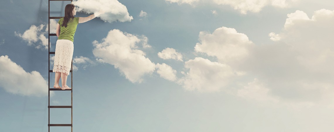 woman and clouds